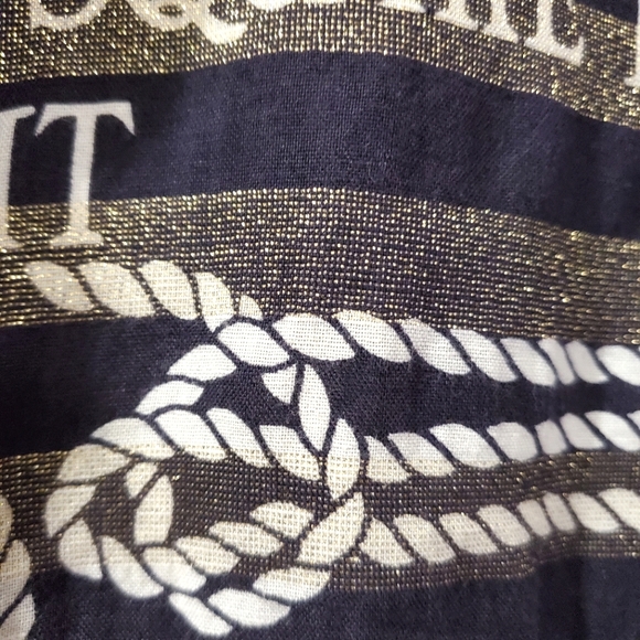 Vintage Jaeger Linen Blend Metallic Stripe Nautical Knots Blouse - Picture 3 of 6